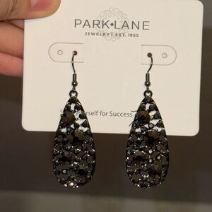 Park Lane Black and Silver Teardrop Earrings NEW